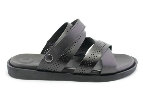 Sandale pentru bărbați din piele naturală de culoare neagră, model Gem