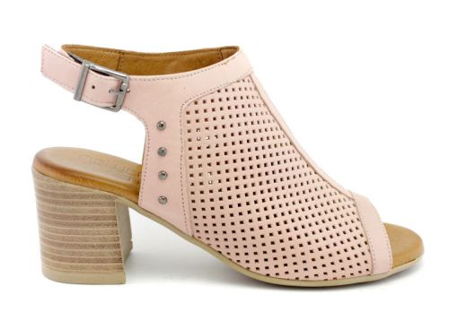 Дамски сандали от естествена кожа в розово - Модел Капка