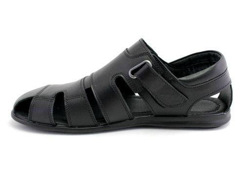 Мъжки, затворени сандали от естествена кожа в черно, модел Родриго