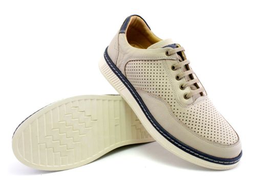 Мъжки ежедневни обувки с връзки в бежово - Модел Карлос