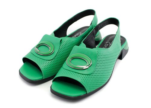 Дамски сандали от естествена кожа в  зелено - Модел Летисия