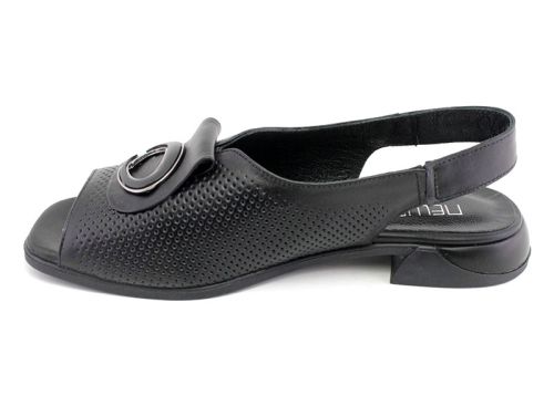 Sandale dama din piele naturala de culoare neagra - Model Leticia