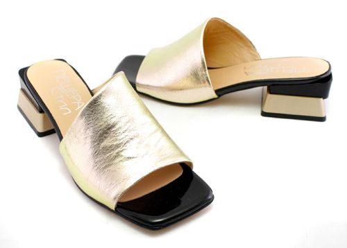 Дамски, елегантни чехли в златисто - Модел Киара