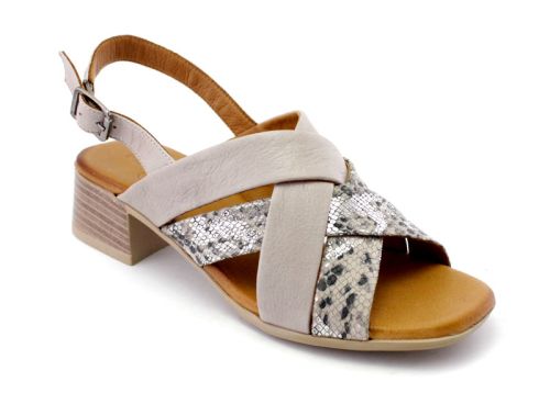 Дамски сандали от естествена кожа в сиво - Модел Дилайла