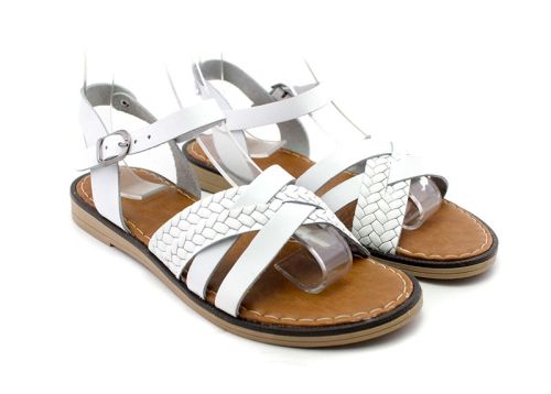 Дамски сандали от естествена кожа в бяло - Модел Джеси