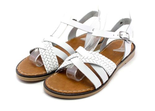 Дамски сандали от естествена кожа в бяло - Модел Джеси