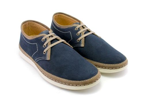 Мъжки, ежедневни обувки в тъмно синьо - Модел Филип.