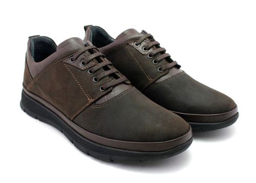 Pantofi casual barbatesti cu sireturi de culoare maro - Model Gerardo II.