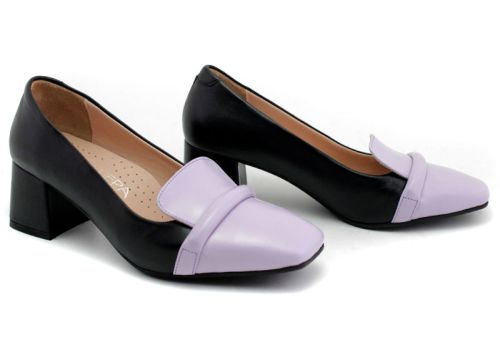 Дамски официални обувки в черно и лилаво, модел Консуела.