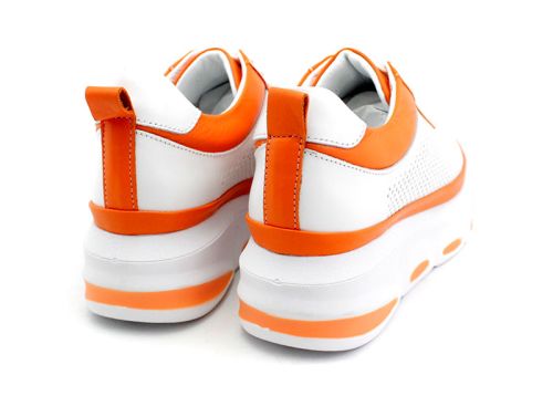 Pantofi casual dama in alb si portocaliu - Model Maribel.