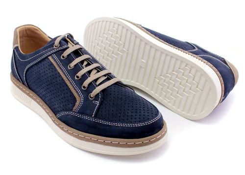 Мъжки ежедневни обувки с връзки в тъмно синьо - Модел Донатело.