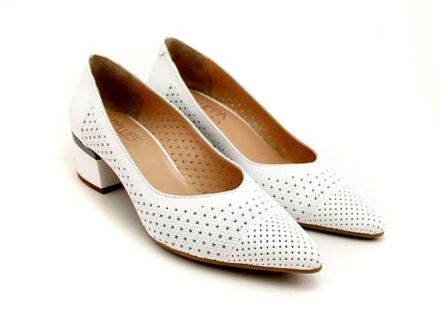 Pantofi formali dama alb, model Caprice.