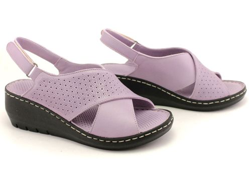 Sandale dama din piele naturala de culoare violet - Model Feya.