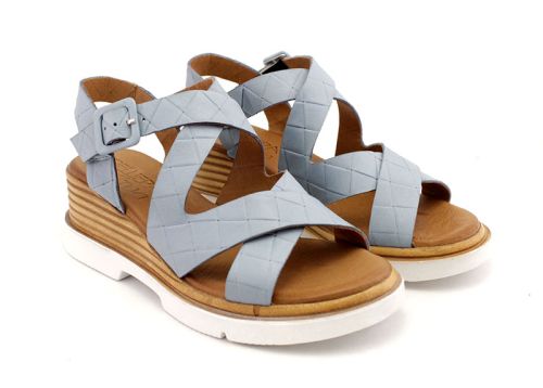 Дамски сандали от естествена кожа в синьо - Модел Криси.