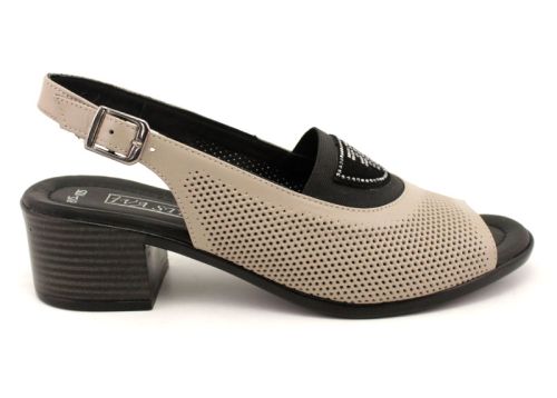 Дамски сандали от естествена кожа в цвят визон - Модел Женя.