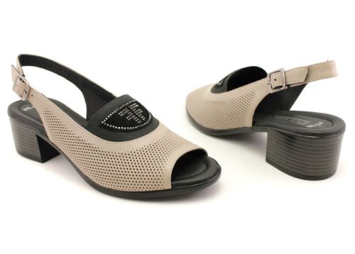 Дамски сандали от естествена кожа в цвят визон - Модел Женя.