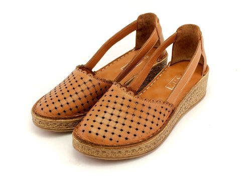 Дамски, летни обувки в светло кафяво - Модел Катрина.