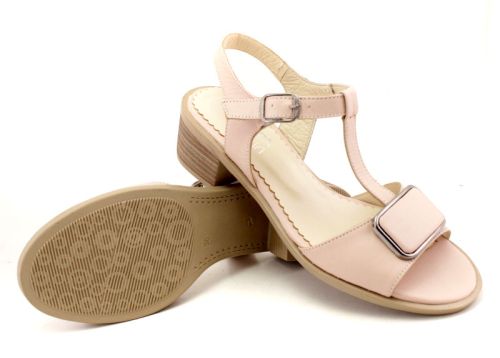 Дамски сандал от естествена кожа в цвят пудра - Модел Луизиана.