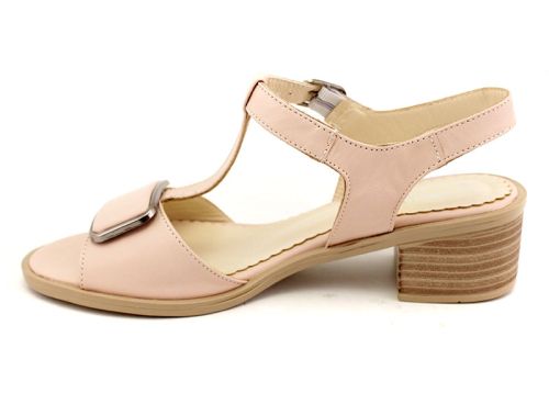 Дамски сандал от естествена кожа в цвят пудра - Модел Луизиана.
