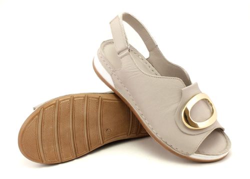 Дамски сандали от естествена кожа в сиво - Модел Хигия.