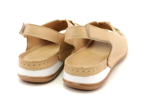 Дамски сандали от естествена кожа в цвят капучино - Модел Хигия.