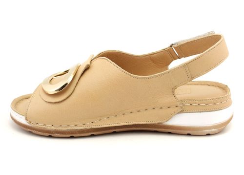 Дамски сандали от естествена кожа в цвят капучино - Модел Хигия.