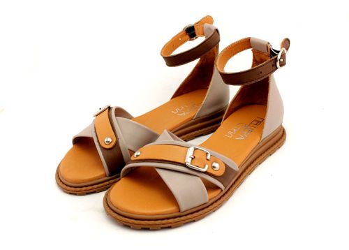 Дамски сандали от естествена кожа във визонен цвят - модел Василиса.