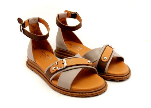 Дамски сандали от естествена кожа във визонен цвят - модел Василиса.