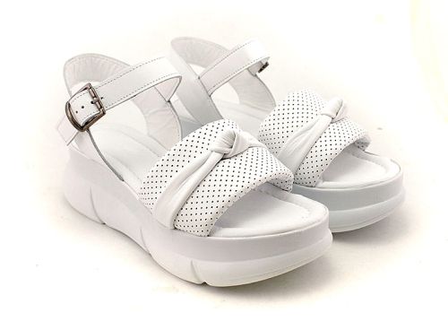 Дамски сандали от естествена кожа в бяло - Модел Белла.