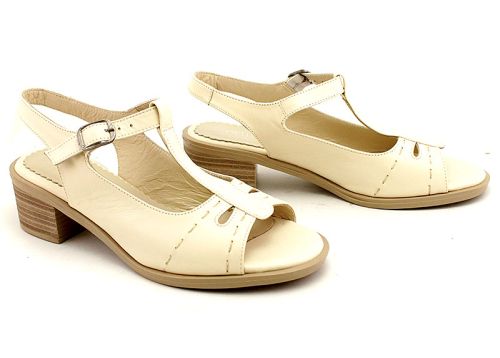 Sandale de dama din piele naturala de culoare bej. model Polina.