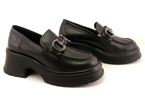 Pantofi casual dama din piele naturala de culoare neagra - Model Dulcinea.