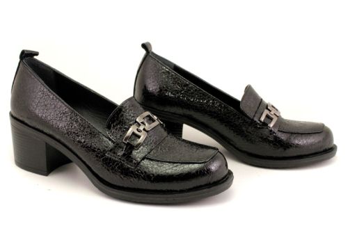 Pantofi casual dama cu toc in negru - Model Verona.
