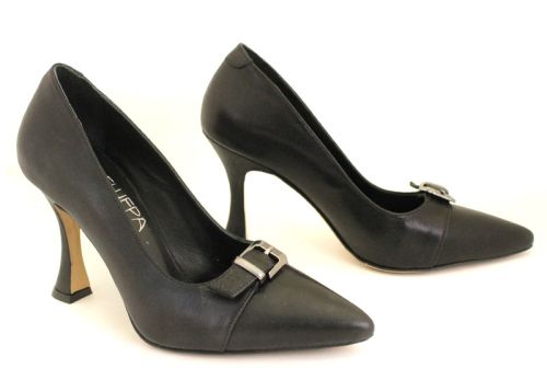 Pantofi formali dama din piele naturala de culoare neagra - Model Alexandra.