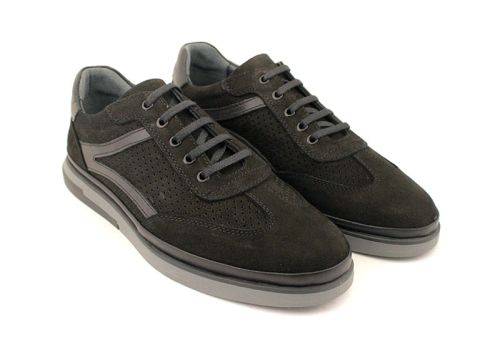 Мъжки ежедневни летни обувки от естествен набук в черно - Модел Енрике.
