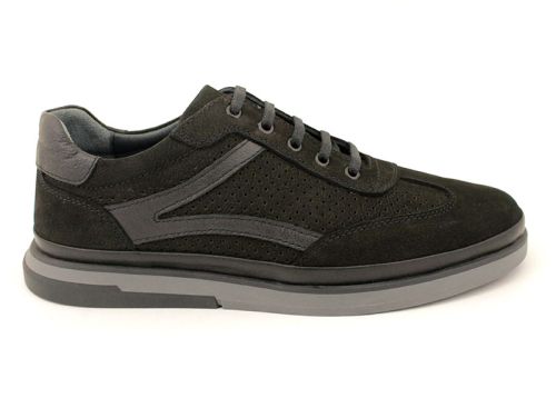 Мъжки ежедневни летни обувки от естествен набук в черно - Модел Енрике.