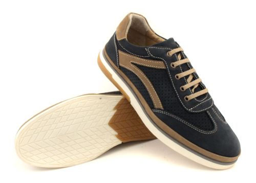 Мъжки ежедневни летни обувки от естествен набук в синьо - Модел Енрике.