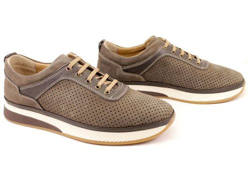 Мъжки ежедневни летни обувки от естествен набук в тъмно сиво - Модел Кардам.