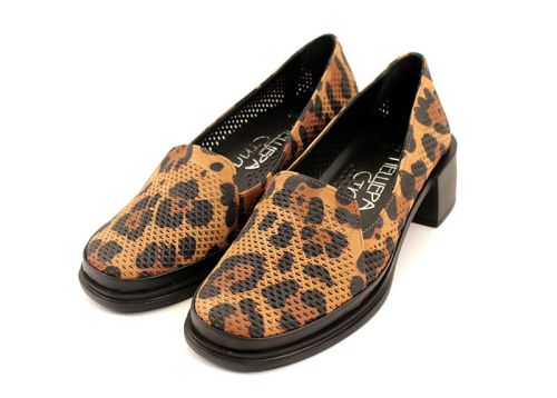 Дамски летни обувки в пантерено кафяво - Модел Татяна