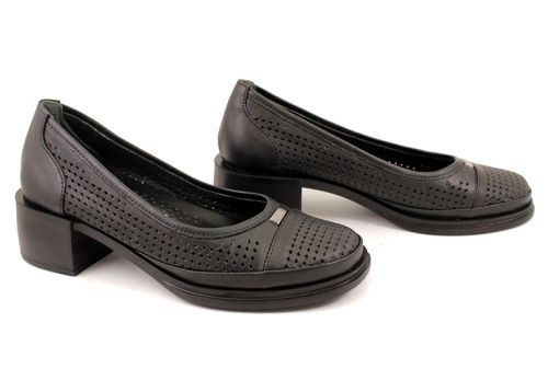 Pantofi casual dama cu toc in negru - Model Verona.