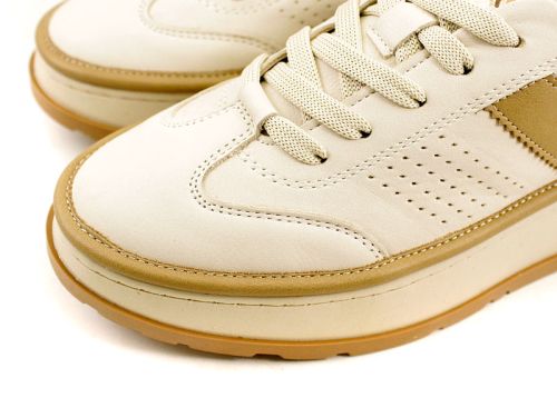Дамски спортни обувки от естествена кожа в бежово - Модел Дерия.