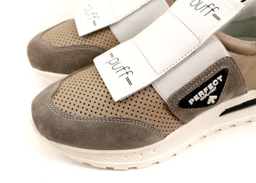 Дамски спортни летни обувки от естествена кожа във визонено - Модел Арина