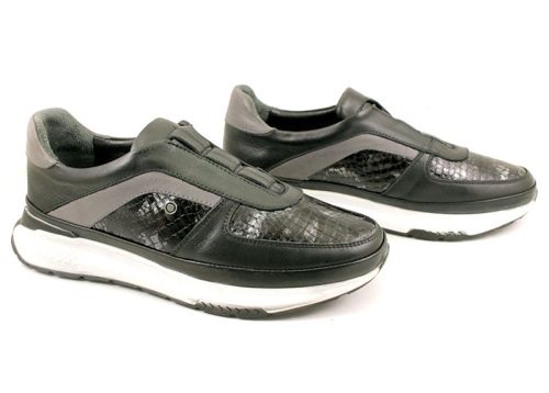 Pantofi sport barbati din piele naturala de culoare neagra - Model Bogdan