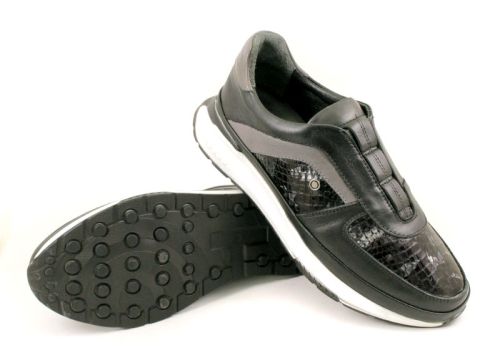Мъжки спортни обувки от естествена кожа в черно - Модел Богдан