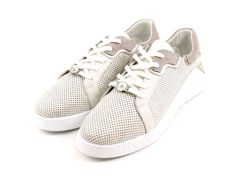 Дамски меки летни обувки от естествена кожа в светло сиво - Модел Асмара.