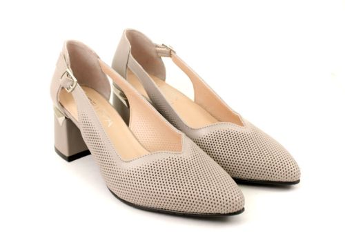 Дамски официални обувки от естествена кожа във визонено - Модел Елиф.