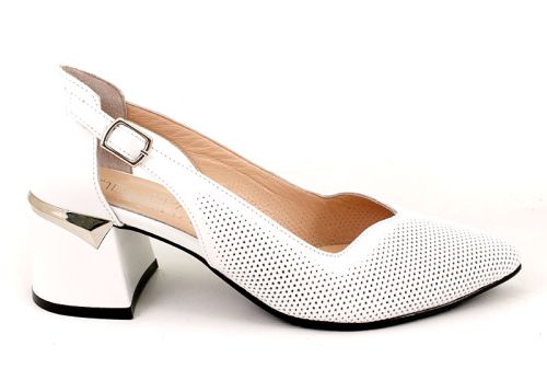 Дамски официални обувки от естествена кожа в бяло - Модел Елиф.