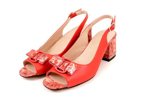 Дамски официални сандали в червено - Модел Грета