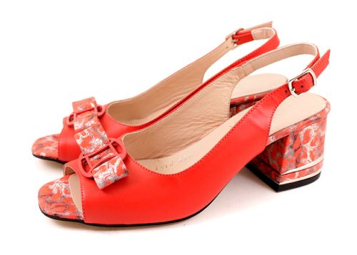 Дамски официални сандали в червено - Модел Грета