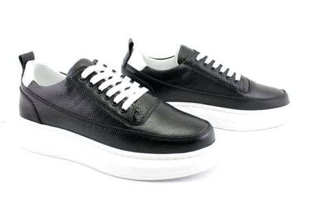 Pantofi sport pentru bărbați din piele naturală de culoare neagră - Model Rocky.