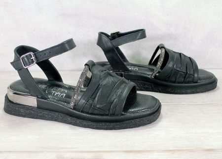 Sandale dama din piele naturala de culoare neagra - model Ancona